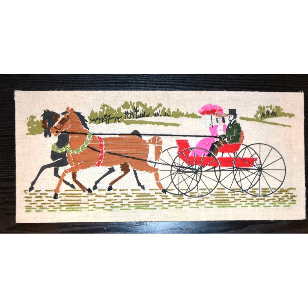 Vintage Yarn Art Hot Pink with Parasol on a Carriage